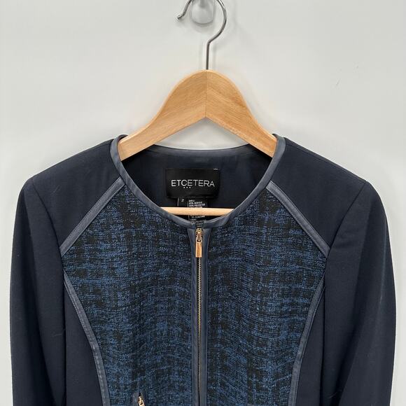 ETCETERA Navy Full Zip Blazer with Gold Hardware // 2 - Picture 2 of 8